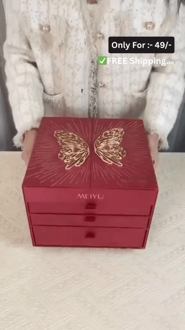 All-in-One Multi-Layered Makeup Gift Box with Full Cosmetic Set, Heart-Shaped Fragrance Tray, Eyeshadow Palette, Makeup Brushes, and Foldable Mirror Case Organizer