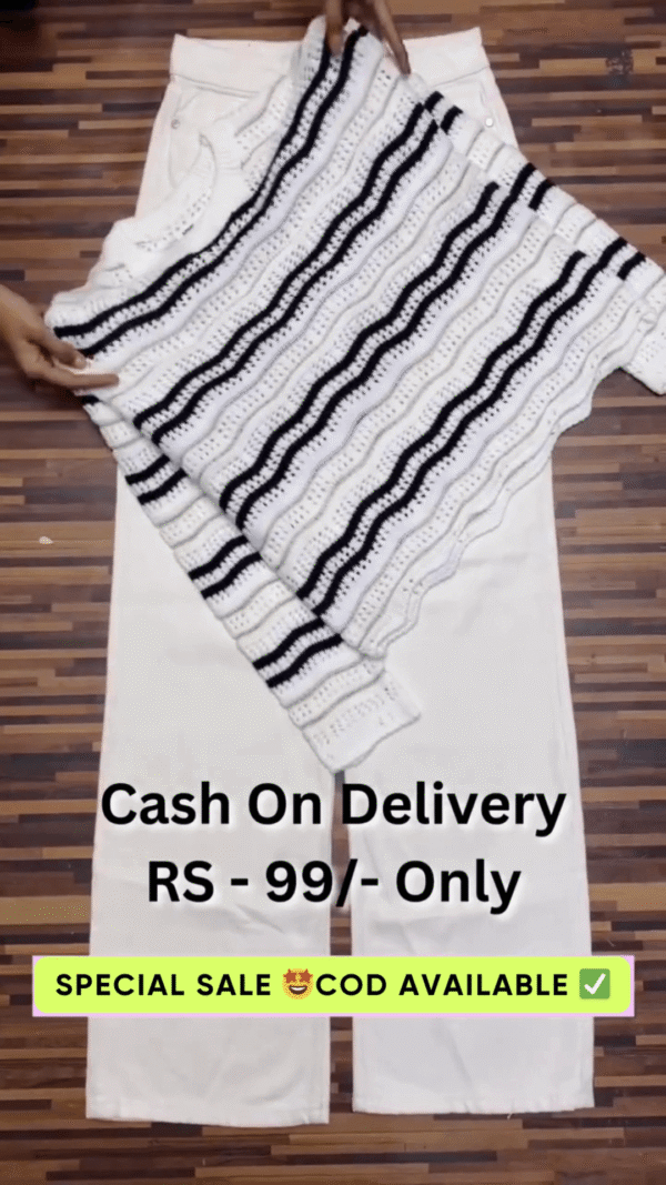 Knitwear and High-Waist Pants Combo Set for Women Featuring Stylish Patterned Sweaters and Comfortable Wide-Leg Trousers with Cash on Delivery Option