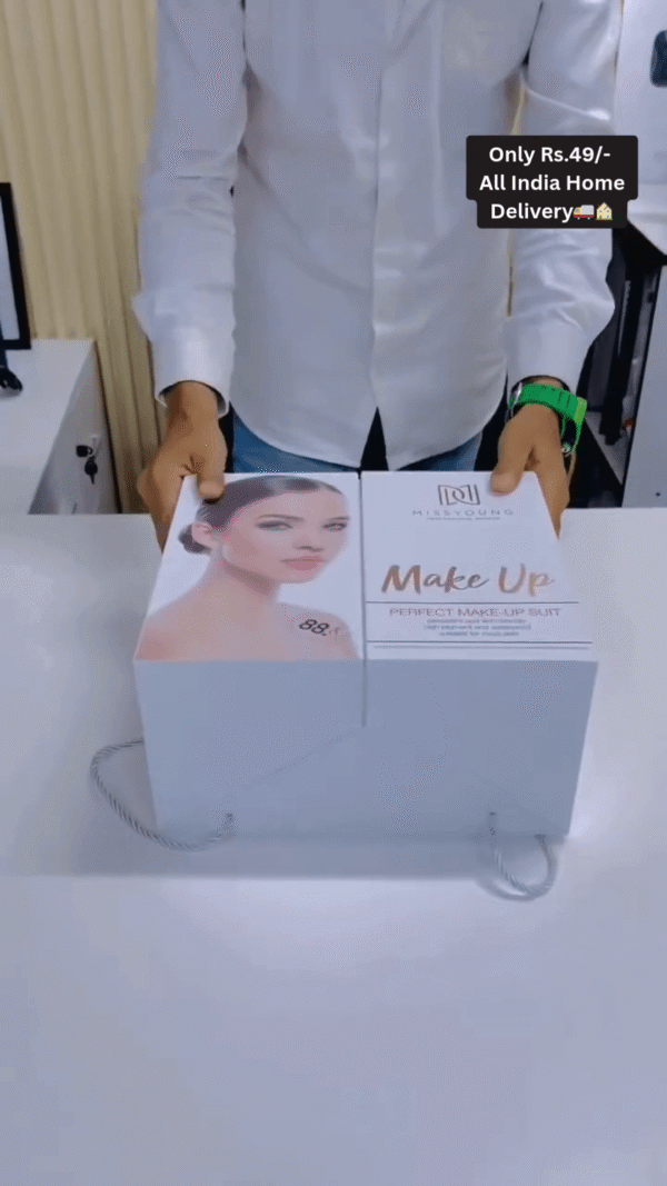 All-in-One Premium Make-Up Gift Set | Multi-Layered Cosmetic Kit for Face, Eyes, Lips & Nails | Complete Beauty Suit with Lipsticks, Nail Paints, Compact, Eyeshadow, Blush & More | Stylish Foldable Makeup Box
