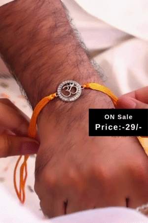 Sacred Om Symbol Rakhi with Elegant Yellow Thread – Spiritual and Stylish Wrist Accessory for Raksha Bandhan, Ideal for Brothers and Festive Gifting