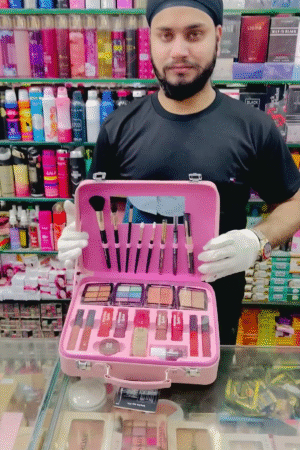 Complete Pink Makeup Kit with Brushes, Lipsticks, Eyeshadows, Blushes, and Foundations, All in a Chic, Portable Case for Effortless Glam Anywhere