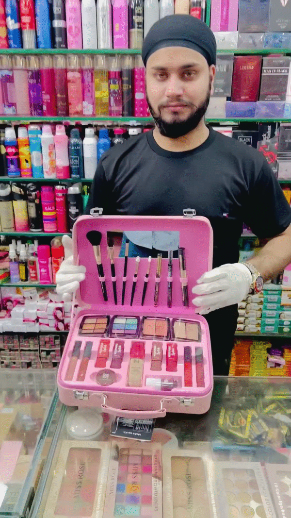 Complete Pink Makeup Kit with Brushes, Lipsticks, Eyeshadows, Blushes, and Foundations, All in a Chic, Portable Case for Effortless Glam Anywhere