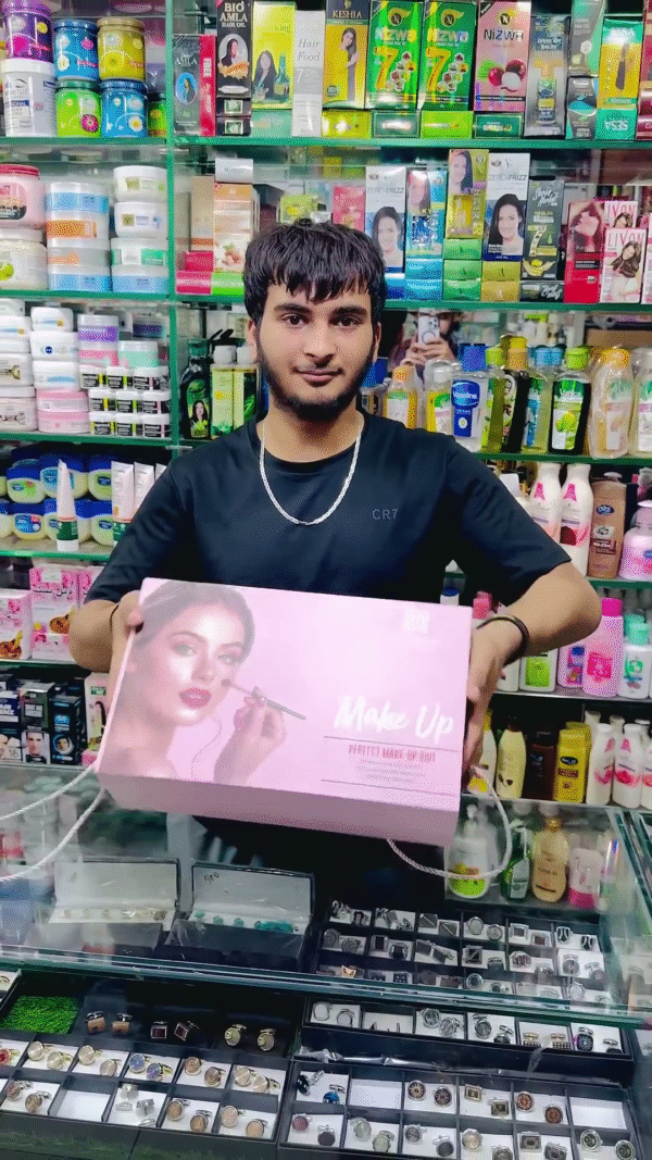 Makeup Kit with Lipsticks, Eyeshadows, Blushes, Foundations, and More in a Stylish Pink Box, Perfect for Full Glam Looks - Image 2