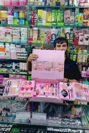 Makeup Kit with Lipsticks, Eyeshadows, Blushes, Foundations, and More in a Stylish Pink Box, Perfect for Full Glam Looks