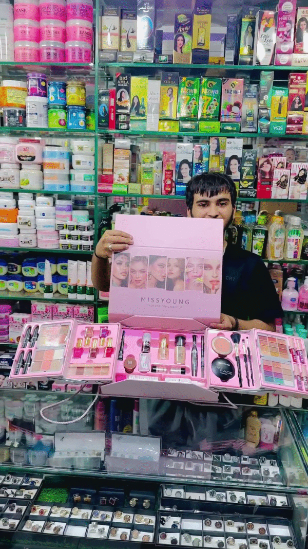 Makeup Kit with Lipsticks, Eyeshadows, Blushes, Foundations, and More in a Stylish Pink Box, Perfect for Full Glam Looks