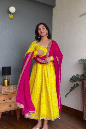 Embroidered Kurta Sets in Red, Yellow, and Pink – Traditional and Vibrant Ethnic Wear with Dupatta and Trousers